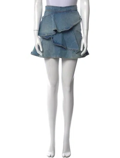 Pre-owned Isabel Marant Ruffle Embellishment Mini Skirt In Blue