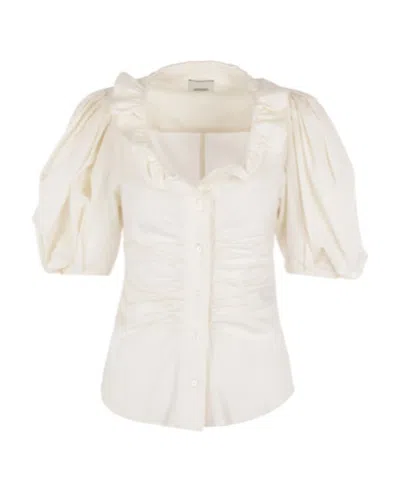 ISABEL MARANT ISABEL MARANT RUFFLE-NECK RUCHED BLOUSE