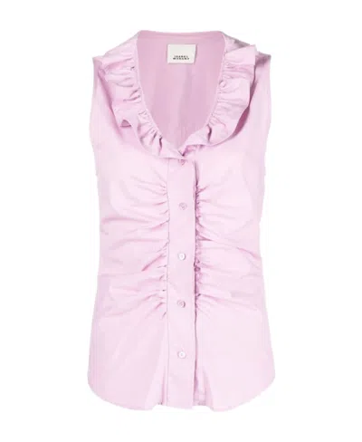 ISABEL MARANT RUFFLE-TRIM SLEEVELESS BLOUSE