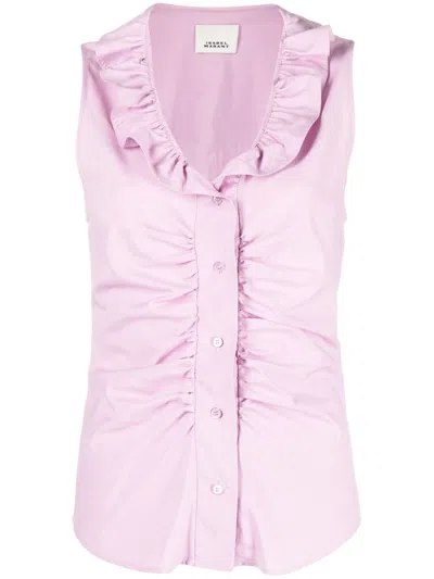 Isabel Marant Ruffle-trim Sleeveless Blouse In Pink