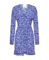 Isabel Marant Lara Ruched Printed Stretch-silk Mini Dress In Blue