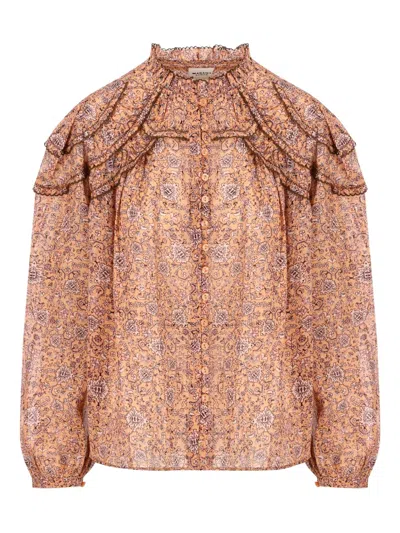 Isabel Marant Ruffled Floral-print Shirt In Brown