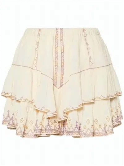Isabel Marant Ruffled Layered Shorts With Delicate Embroidery In White