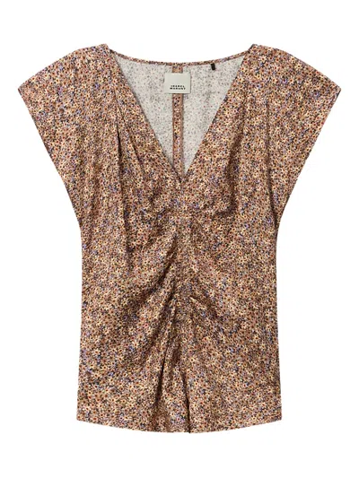 Isabel Marant Ruffled Lonea Top In Brown