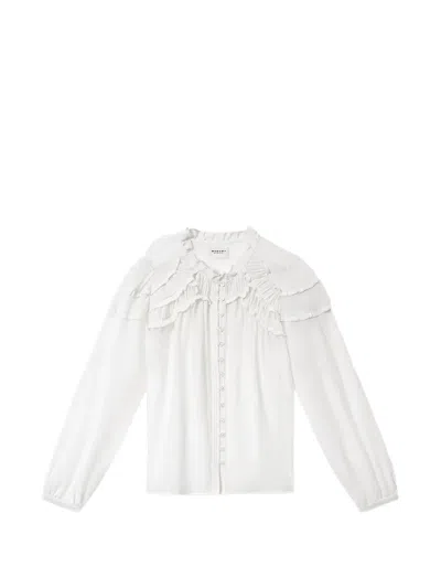 Isabel Marant Ruffled Long-sleeve Shirt In White