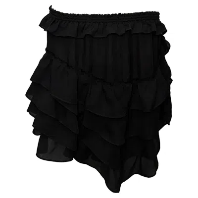 Isabel Marant Ruffled Mini Skirt In Black Silk