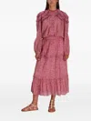 Isabel Marant Ruffled Print Long Skirt In Pink