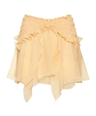 Isabel Marant Ruffled Silk Mini Skirt In Yellow