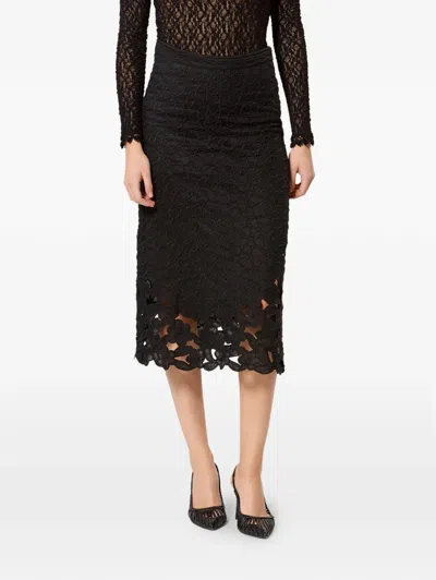 Isabel Marant Reysha Embroidered Ramie Midi Skirt In Black