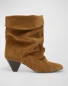 Isabel Marant Ryska Slouchy Suede Booties In Khaki