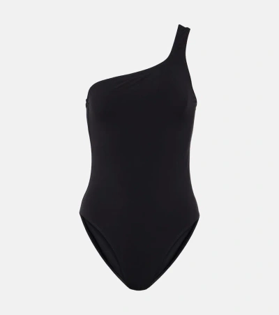 Isabel Marant Sage Cutout One-shoulder Swimsuit In 黑色
