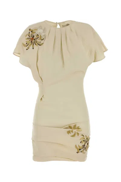 Isabel Marant Sakia Embroidered Crepe Mini Dress In Neutral