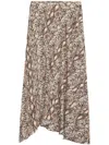 Isabel Marant Sakura Printed Satin Midi Skirt In Beige