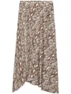 Isabel Marant Sakura Printed Satin Midi Skirt In Nude & Neutrals