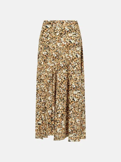 Isabel Marant 'sakura' Multicoloured Silk Skirt In Beige
