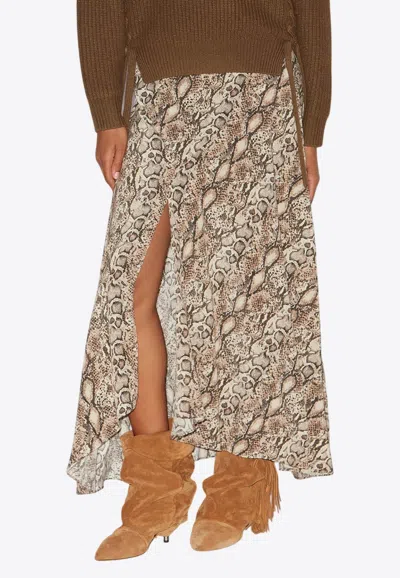 ISABEL MARANT SAKURA PRINTED SATIN MIDI SKIRT