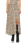 Isabel Marant Sakura Printed Satin Midi Skirt In Natural