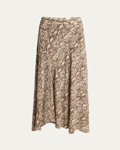 ISABEL MARANT SAKURA SNAKESKIN-PRINT A-LINE MAXI SKIRT