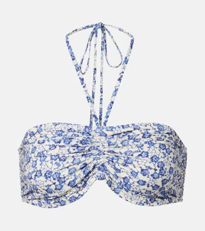 Isabel Marant Salmage Floral Bikini Top In Blue