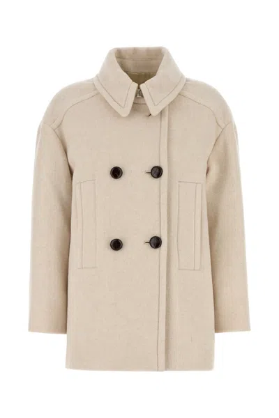 ISABEL MARANT ISABEL MARANT SAND WOOL BLEND FIBY COAT