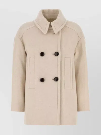 ISABEL MARANT SAND WOOL BLEND FIBY COAT