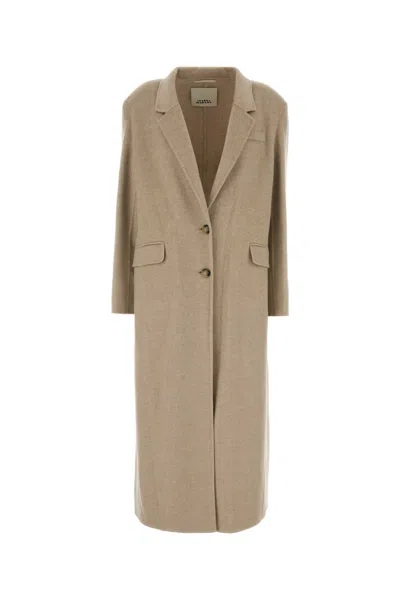 Isabel Marant Sand Wool Blend Trench-style Jacket In Beige O Tan