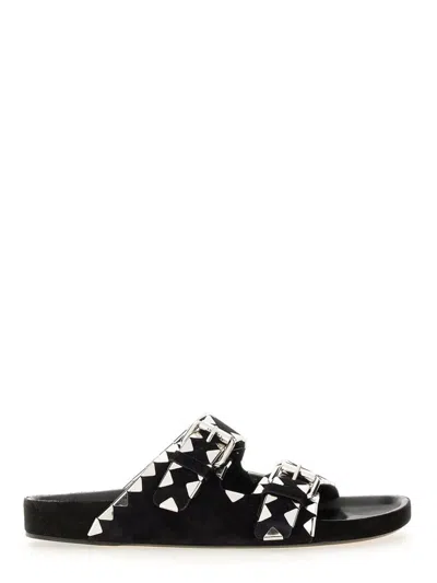 Isabel Marant Lennyo Flat Leather Sandals With Metal Accents In Multi