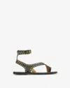 Isabel Marant Jiona Stud-embellished Ankle Strapped Sandals In Black And Gold
