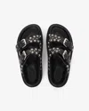 Isabel Marant Lennya Pearly Studded Leather Dual-buckle Sandals In Black And Silver