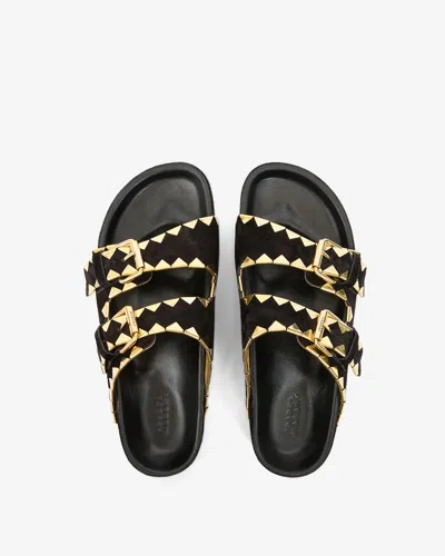 Isabel Marant Lennyo Sandals In Black And Gold
