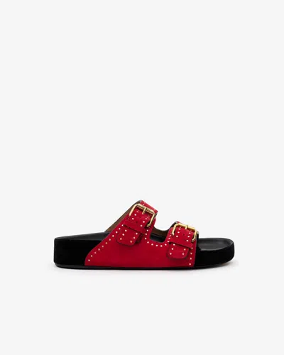 Isabel Marant Lennyo Suede Sandals In Scarlet Red