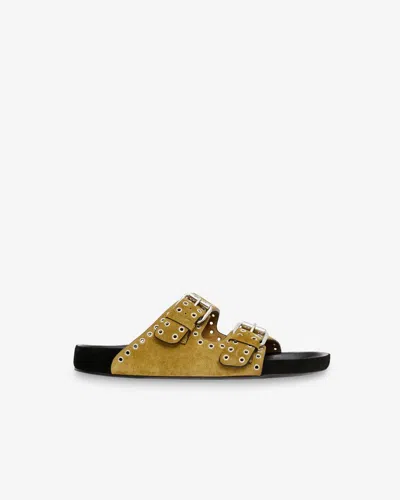 Isabel Marant Beige Suede Sandals With Decorative Buckles In Black