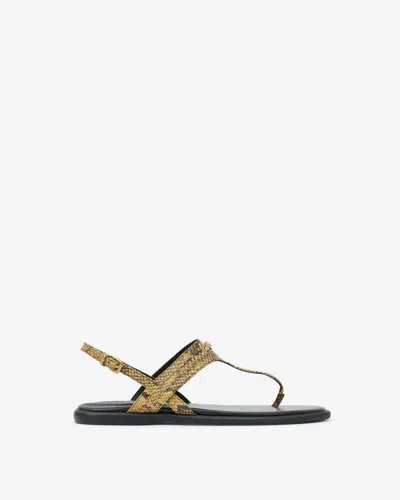 Isabel Marant Nya Snake-embossed Leather Sandal In Brown