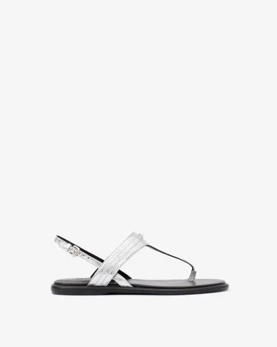 Isabel Marant Nya Leather Sandals In White