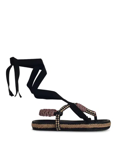 Isabel Marant Gypsa Black Cotton Blend Sandals