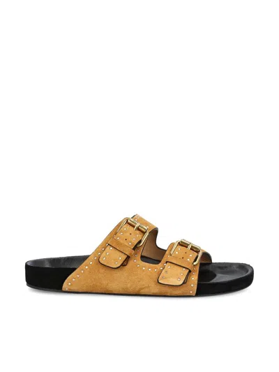 Isabel Marant Lennyo Studded Double-strap Sandals In Gold