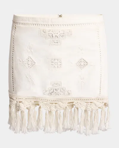 Isabel Marant White Cotton Sandals Mini Skirt In Neutral