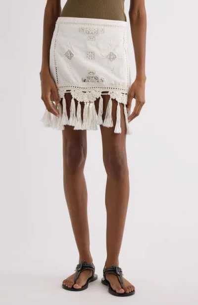 Isabel Marant White Cotton Sandals Mini Skirt In Neutral