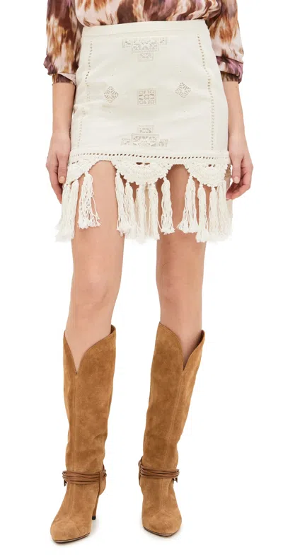 Isabel Marant White Cotton Sandals Mini Skirt In Neutral