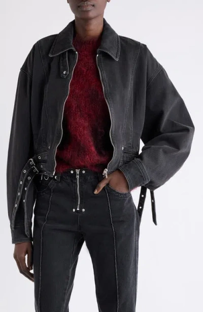 Isabel Marant Santa Crop Denim Jacket In Black