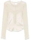 Isabel Marant Satin And Lace Top In Neutral