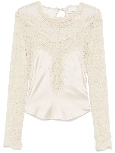 ISABEL MARANT SATIN AND LACE TOP