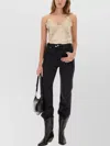 Isabel Marant Satin Lace Top Scalloped Hem In Neutral