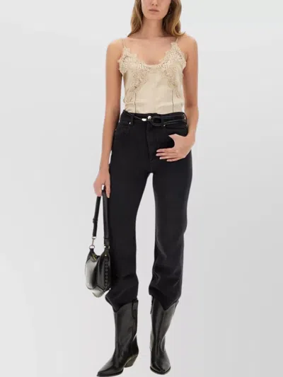 Isabel Marant Satin Lace Top Scalloped Hem In Neutral