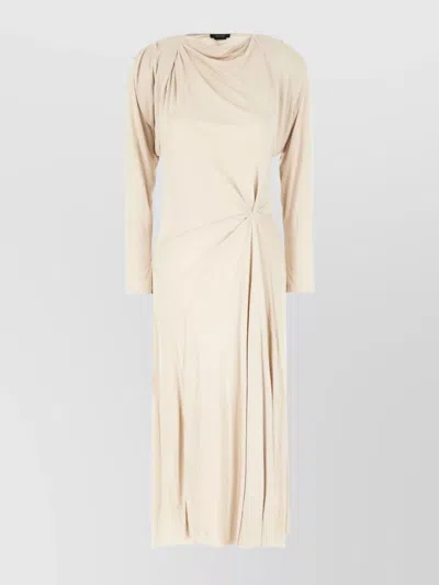 Isabel Marant Satin Midi Dress Asymmetrical Hem In Neutral