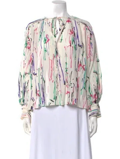 Pre-owned Isabel Marant Satin Striped Blouse In Neutral