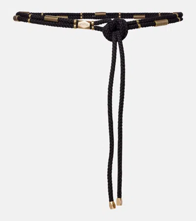 Isabel Marant Sayka Embellished Braided Belt In Black