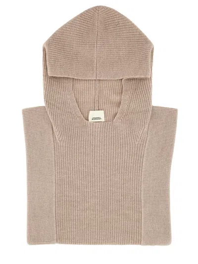 Isabel Marant Ginny Hooded Scarf Ribbed Texture In Brown