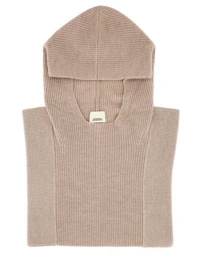 Isabel Marant Ginny Hooded Scarf Ribbed Texture In Brown