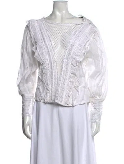 Pre-owned Isabel Marant Scoop Neck Long Sleeve Blouse In White
